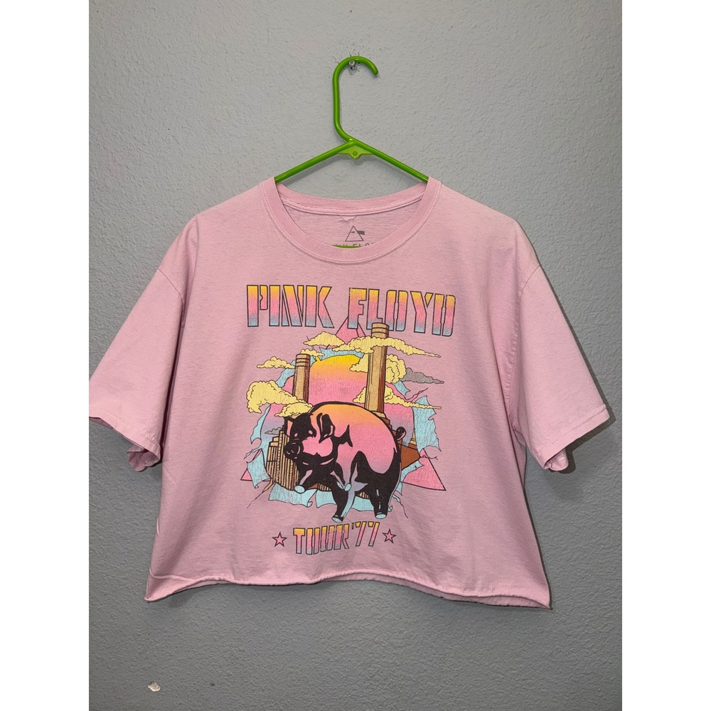 Pink Floyd Goodie Two Sleeves Tour 77 Flying Pig Pink Graphic Crop Top XL Tee